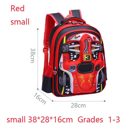 Waterproof Lightweight 3D Car Backpack Kindergarten Kid Preschool Backpack Young Children Boy Girl SchoolBag Primary Red Blue