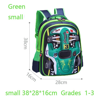 Waterproof Lightweight 3D Car Backpack Kindergarten Kid Preschool Backpack Young Children Boy Girl SchoolBag Primary Red Blue