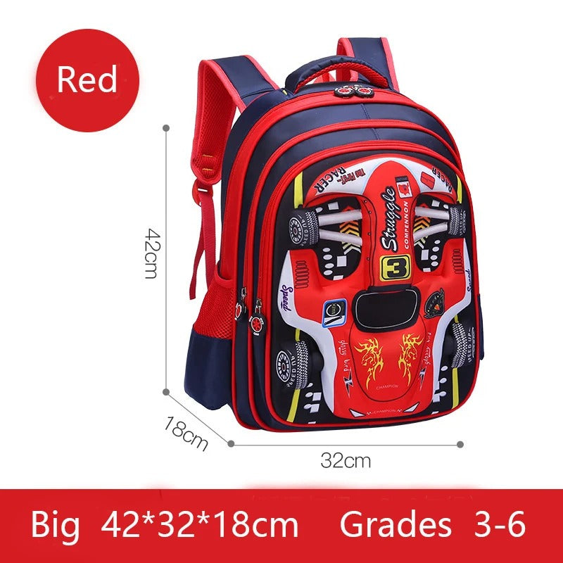 Waterproof Lightweight 3D Car Backpack Kindergarten Kid Preschool Backpack Young Children Boy Girl SchoolBag Primary Red Blue