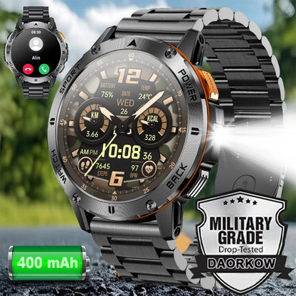 2025 New 1.53" high-definition smartwatch for men, military-quality outdoor waterproof watch, sports and fitness, Bluetooth call