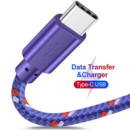 OLAF Nylon Braided USB Type C Cable 1M 2M 3M Data Sync Fast Charging USB C Cable For Samsung S9 S10 Xiaomi mi9 mi8 Huawei Type-c