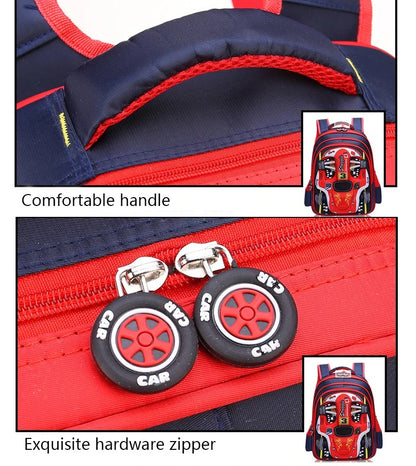 Waterproof Lightweight 3D Car Backpack Kindergarten Kid Preschool Backpack Young Children Boy Girl SchoolBag Primary Red Blue