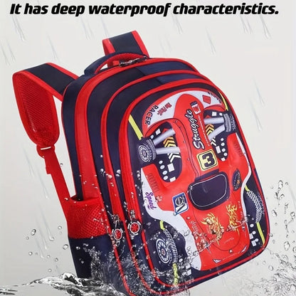 Waterproof Lightweight 3D Car Backpack Kindergarten Kid Preschool Backpack Young Children Boy Girl SchoolBag Primary Red Blue